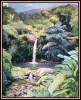 #88, Puukaapa Park Falls, 11x15, acrylic painting