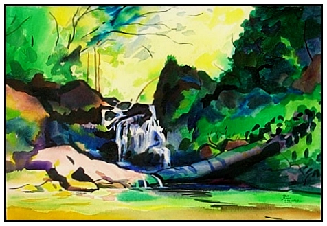 Aloha Falls watercolor