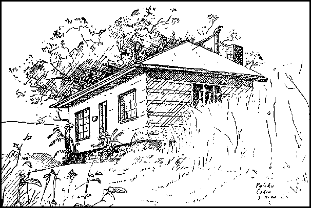 Don Jusko sketchbook drawing of the Paliku Cabin